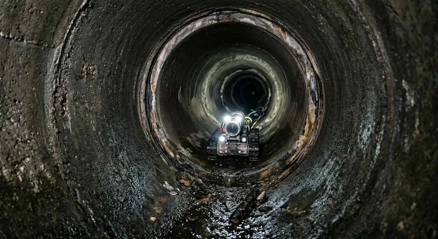 Robotic sewer camera inspecting pipe interior for Sewer Line Repair in Catasauqua